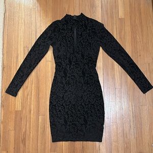 Windsor Black Sheer Patterned Mini Dress